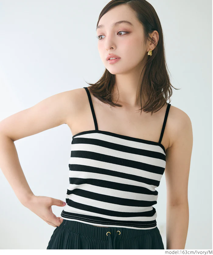 セール★1490円→550円 外で着られるブラトップス OUT BRA ボーダーキャミソール レディース メール便不可 - Image 11