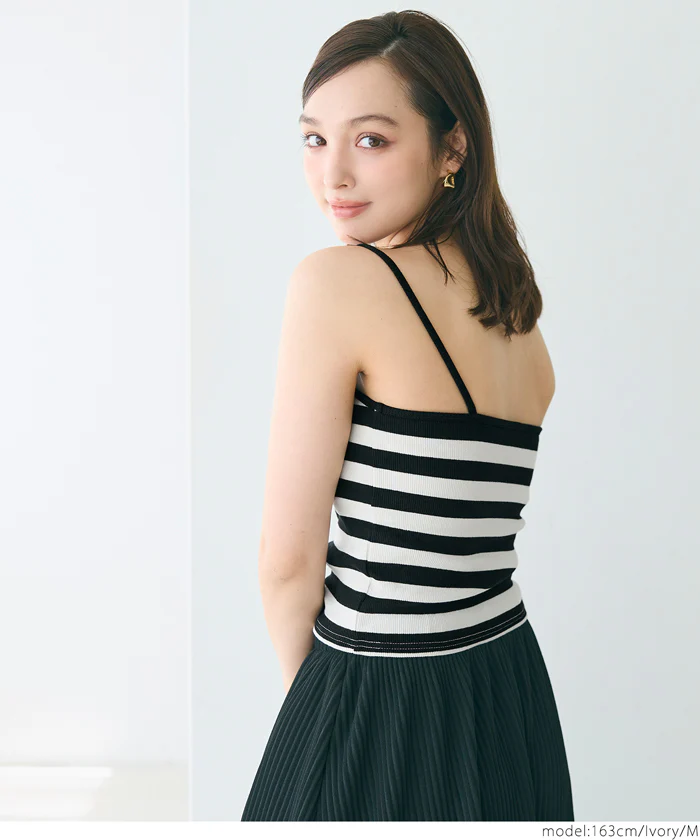 セール★1490円→550円 外で着られるブラトップス OUT BRA ボーダーキャミソール レディース メール便不可 - Image 12