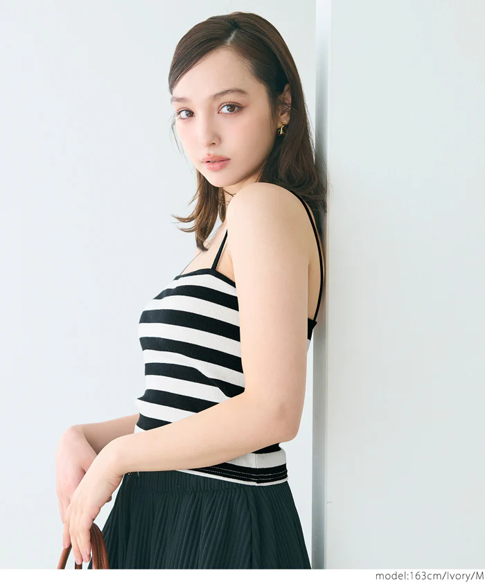 セール★1490円→550円 外で着られるブラトップス OUT BRA ボーダーキャミソール レディース メール便不可 - Image 13