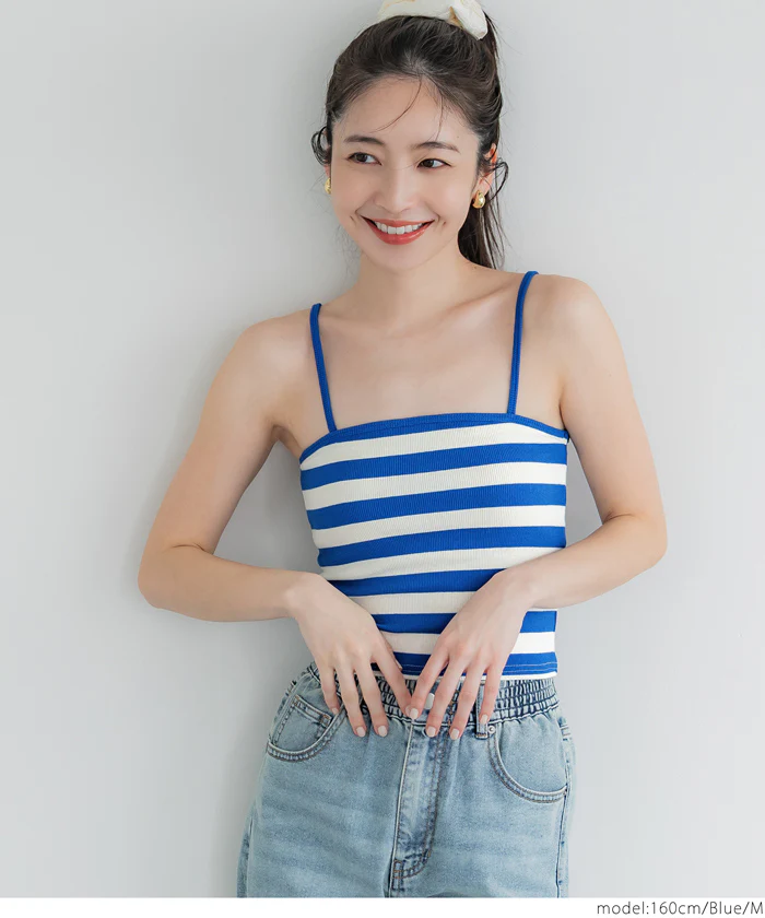 セール★1490円→550円 外で着られるブラトップス OUT BRA ボーダーキャミソール レディース メール便不可 - Image 7