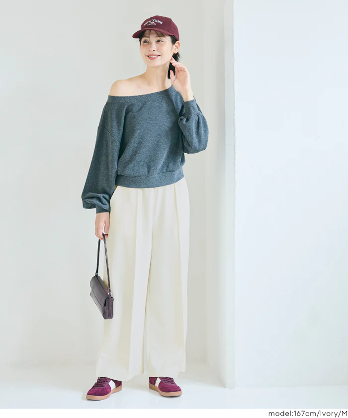 エンボスセンターシームワイドパンツ レディース メール便不可 - Image 10