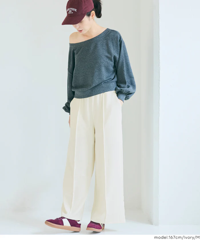 エンボスセンターシームワイドパンツ レディース メール便不可 - Image 14