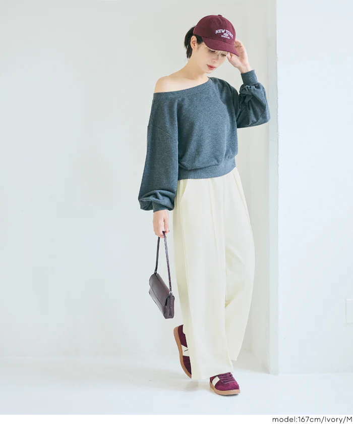 エンボスセンターシームワイドパンツ レディース メール便不可 - Image 15