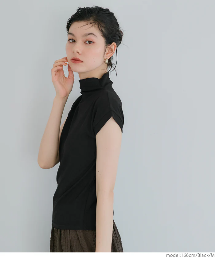 テレコリブハイネックTシャツ レディース メール便可 - Image 6