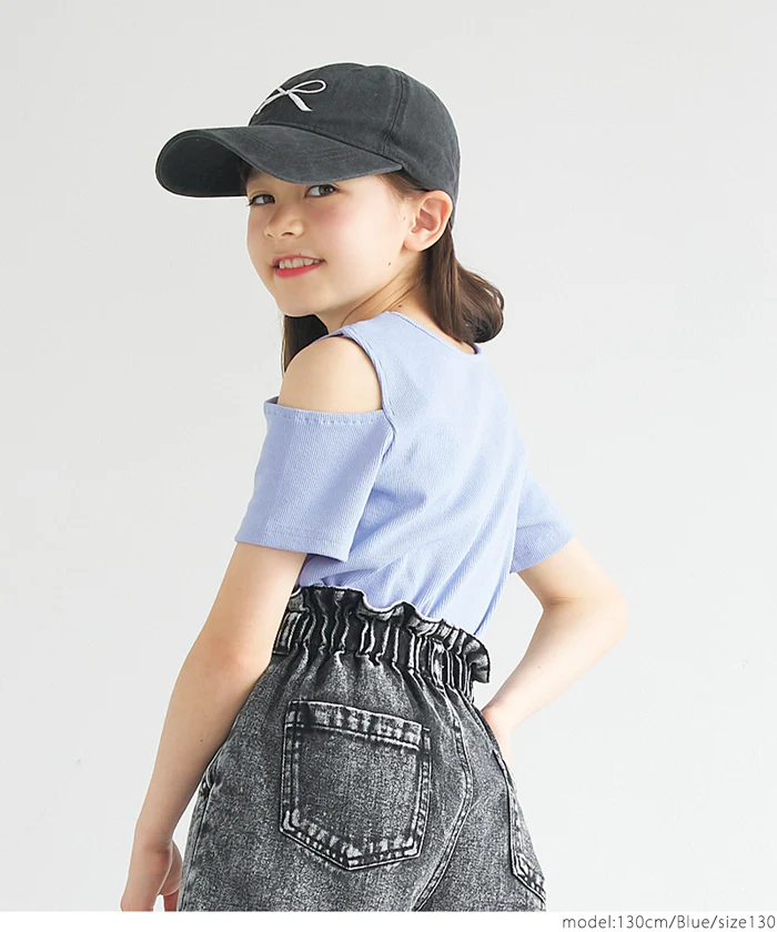 リブ肩スリットトップス キッズ メール便可 - Image 9