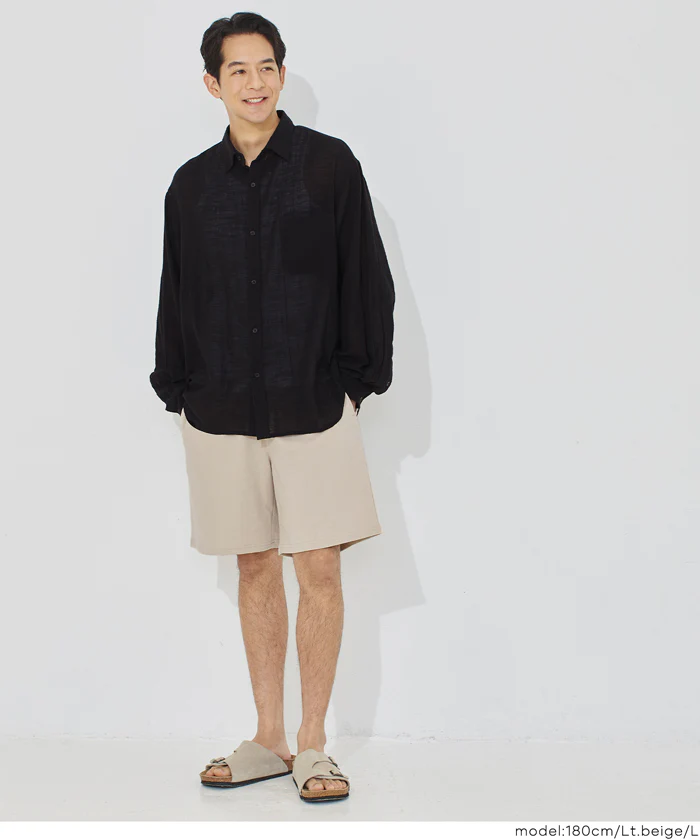 インレイ裏毛スウェットハーフパンツ メンズ レディース メール便不可 - Image 2