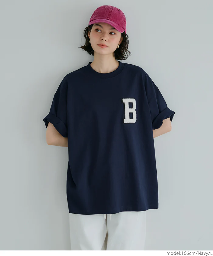 サガラ刺繍レタードワッペン半袖Tシャツ メンズ レディース メール便不可 - Image 4