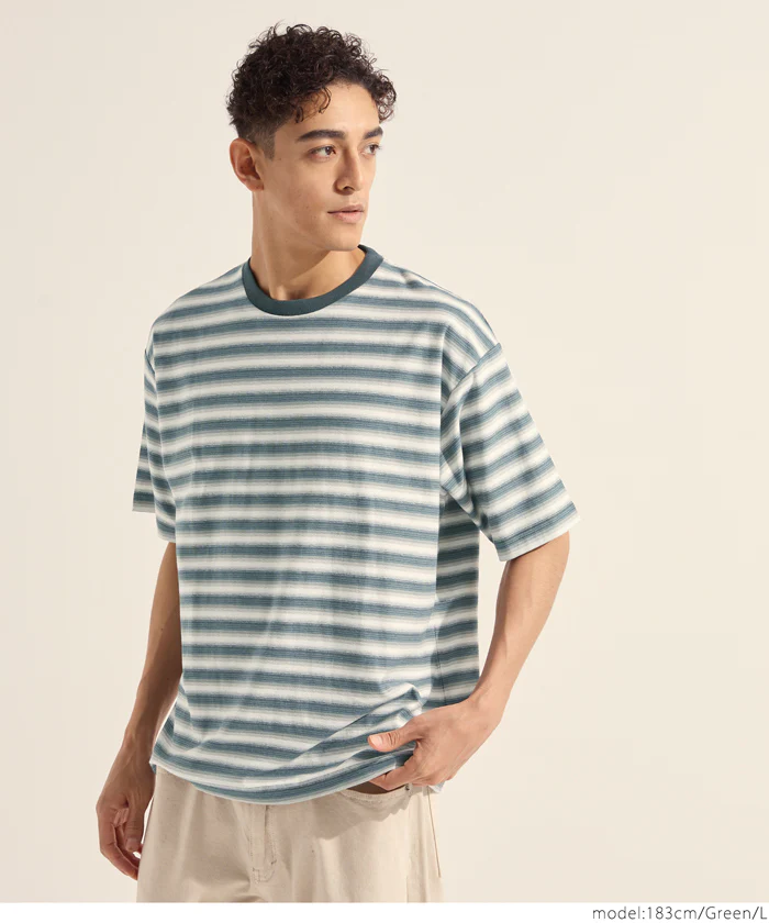 セール★1690円→990円 マルチボーダー半袖Tシャツ メンズ メール便不可 - Image 10