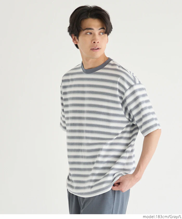 セール★1690円→990円 マルチボーダー半袖Tシャツ メンズ メール便不可 - Image 3