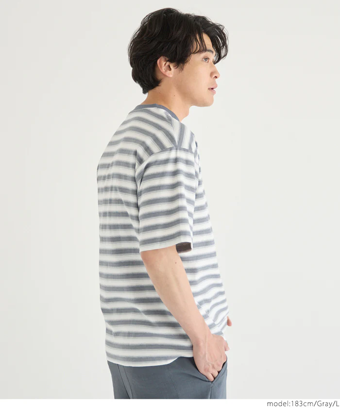 セール★1690円→990円 マルチボーダー半袖Tシャツ メンズ メール便不可 - Image 4