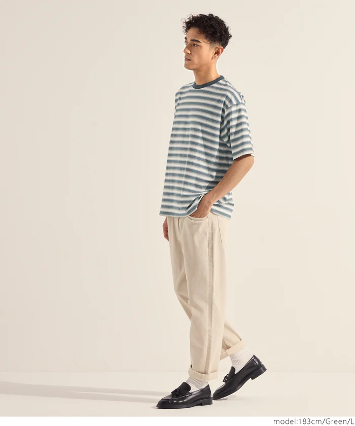 セール★1690円→990円 マルチボーダー半袖Tシャツ メンズ メール便不可 - Image 7