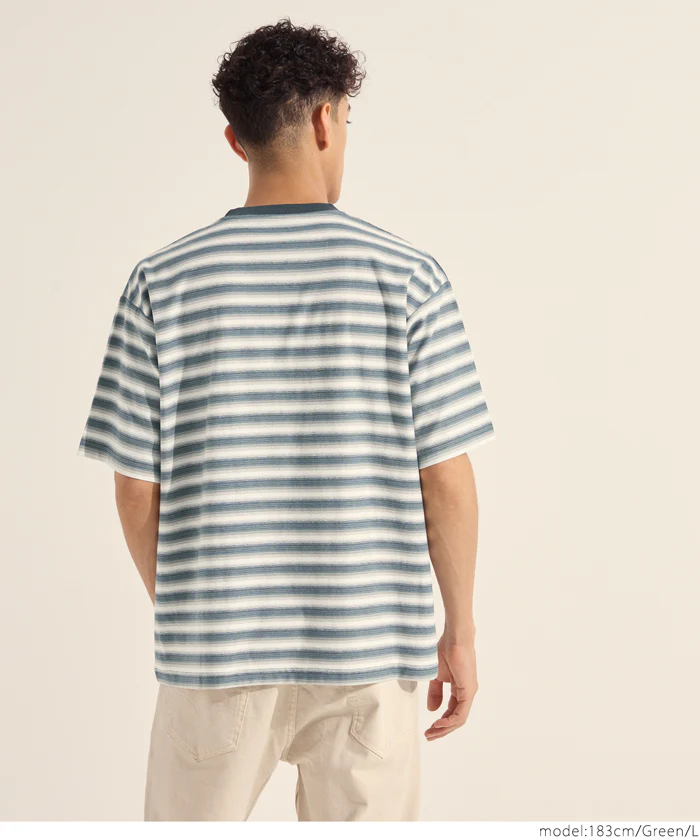 セール★1690円→990円 マルチボーダー半袖Tシャツ メンズ メール便不可 - Image 8
