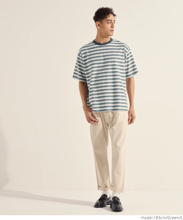 セール★1690円→990円 マルチボーダー半袖Tシャツ メンズ メール便不可 - Image 9