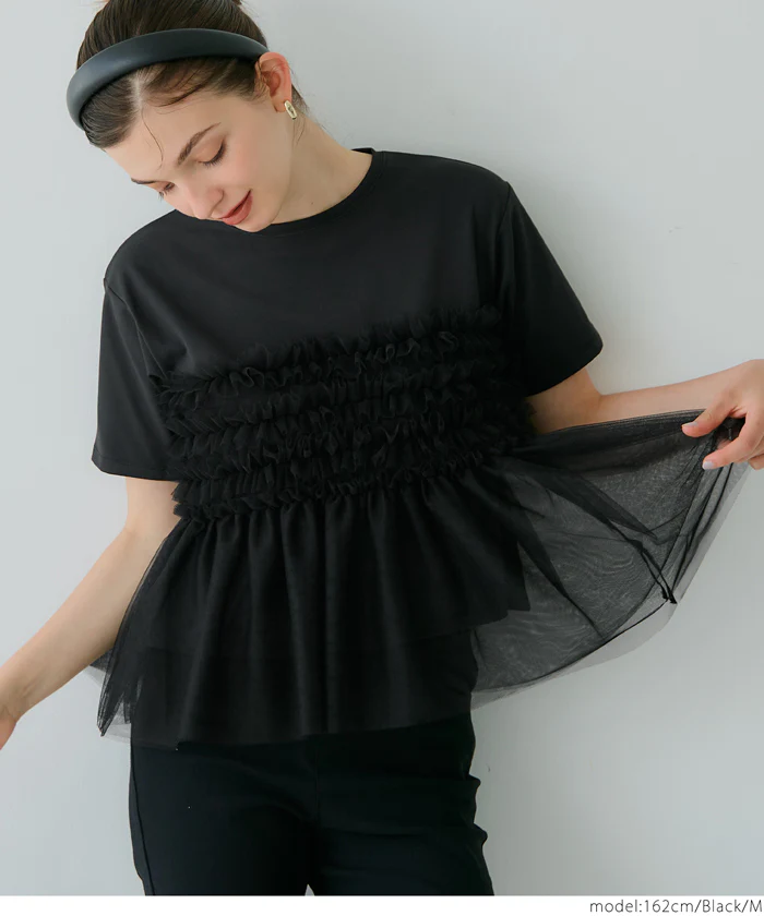 セール★2490円→1990円 シルキータッチチュール ドッキングTシャツ レディース メール便不可 - Image 11