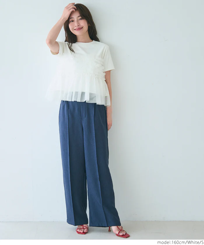 セール★2490円→1990円 シルキータッチチュール ドッキングTシャツ レディース メール便不可 - Image 7