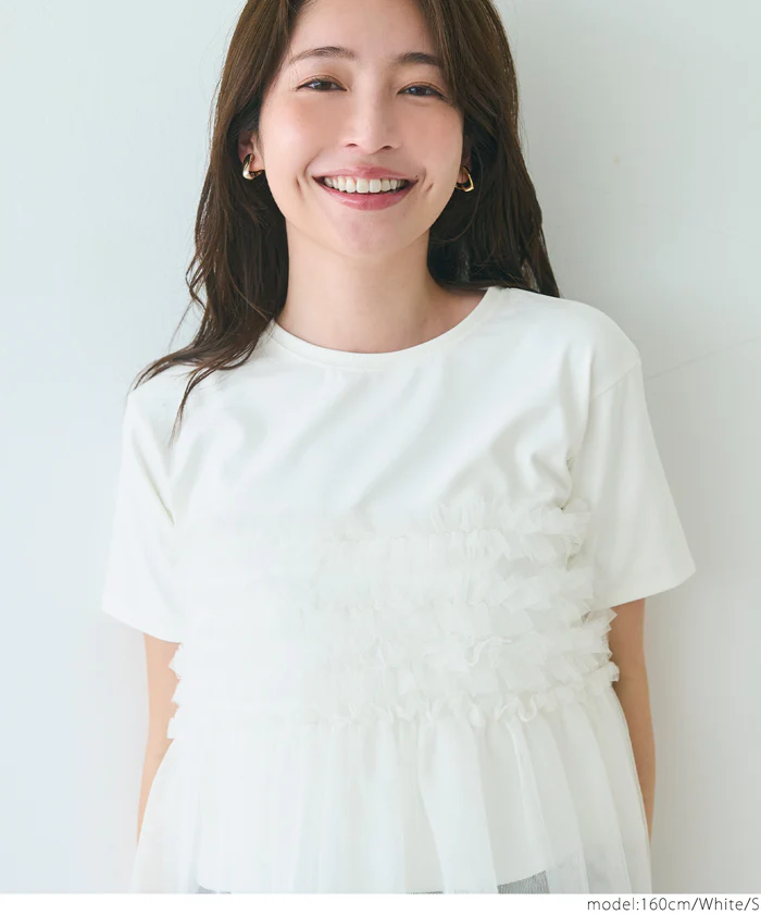 セール★2490円→1990円 シルキータッチチュール ドッキングTシャツ レディース メール便不可 - Image 8