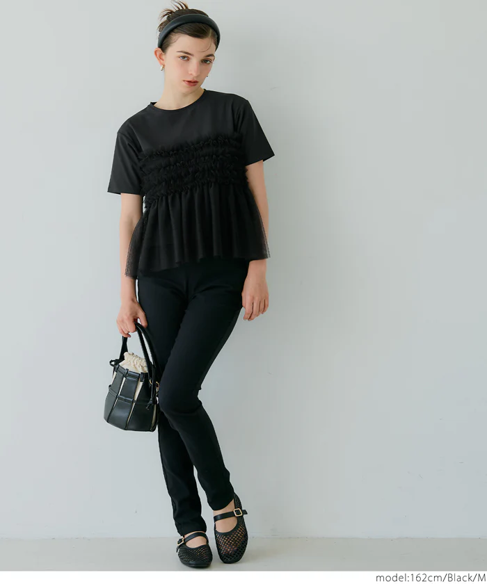 セール★2490円→1990円 シルキータッチチュール ドッキングTシャツ レディース メール便不可 - Image 9