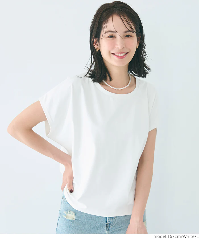 セール★1290円→990円 シルキータッチハーフスリーブ ドルマンTシャツ レディース メール便不可 - Image 3