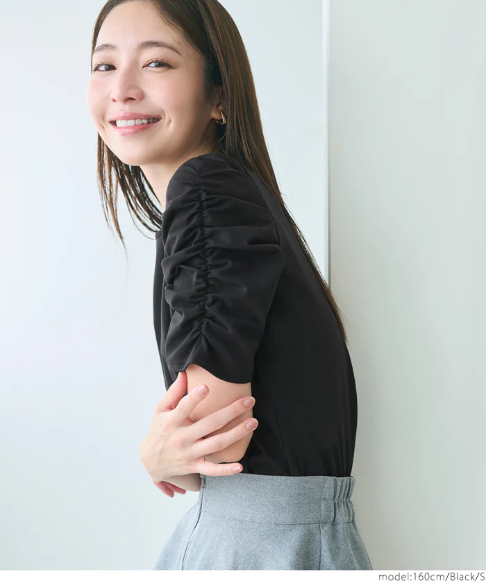 シルキータッチ袖ギャザートップス レディース メール便不可 - Image 8