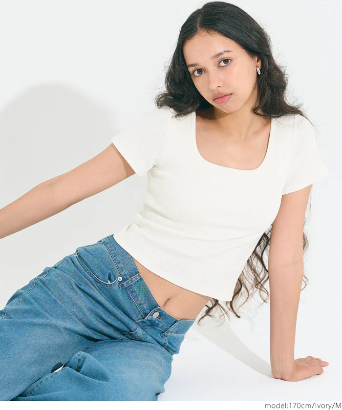 セール★1490円→990円 OUT BRA 半袖クロップドトップス レディース メール便不可 - Image 8