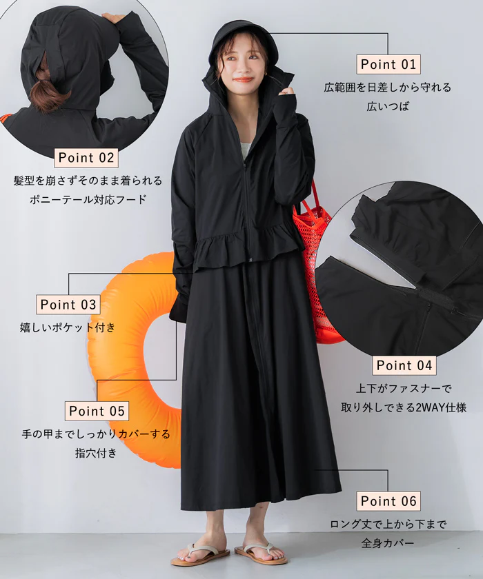 【一部店舗限定商品】水陸両用UVカットワンピースパーカー レディース 送料無料/メール便不可 - Image 4