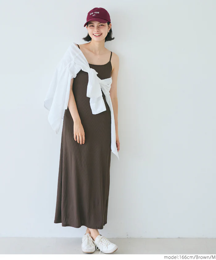 外で着られるブラワンピース OUTBRA とろみリブキャミワンピース レディース メール便不可 - Image 10