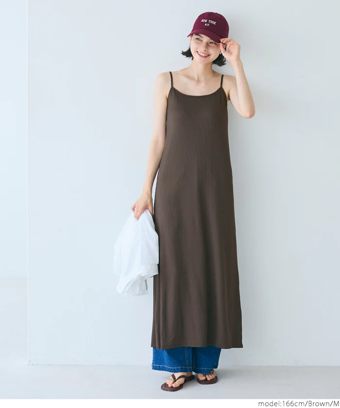 外で着られるブラワンピース OUTBRA とろみリブキャミワンピース レディース メール便不可 - Image 5