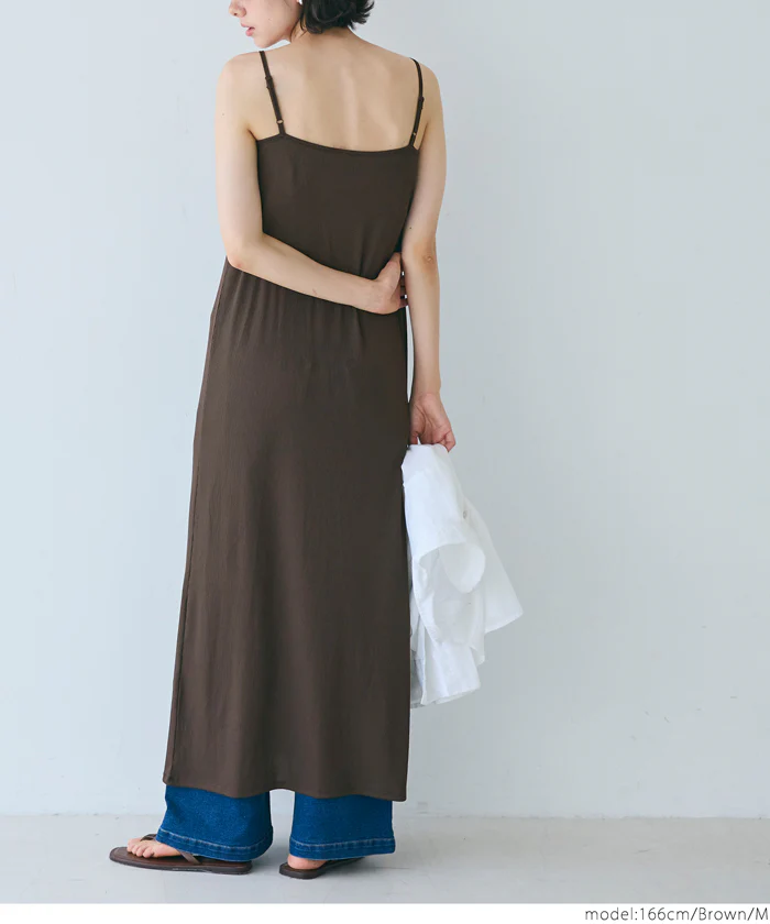外で着られるブラワンピース OUTBRA とろみリブキャミワンピース レディース メール便不可 - Image 6
