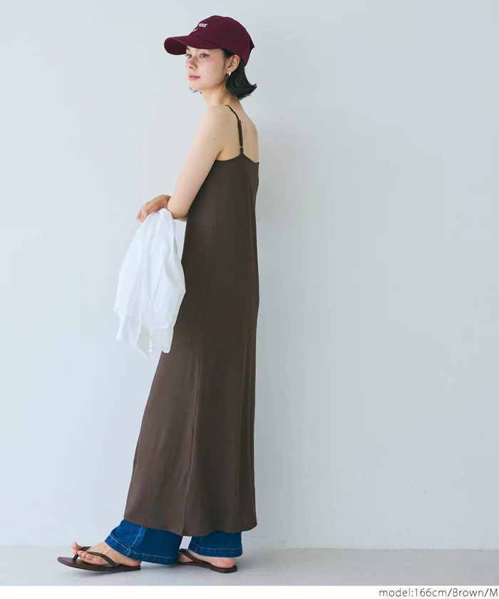 外で着られるブラワンピース OUTBRA とろみリブキャミワンピース レディース メール便不可 - Image 8