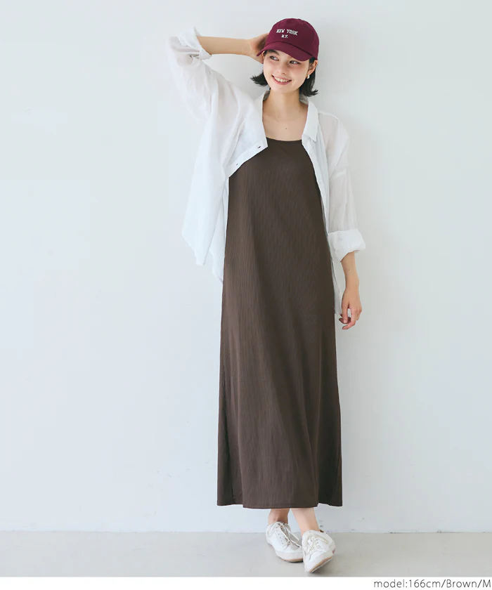 外で着られるブラワンピース OUTBRA とろみリブキャミワンピース レディース メール便不可 - Image 9
