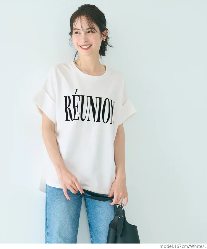 セール★1690円→990円 ロゴロールアップスリーブスウェットトップス レディース メール便不可 - Image 2