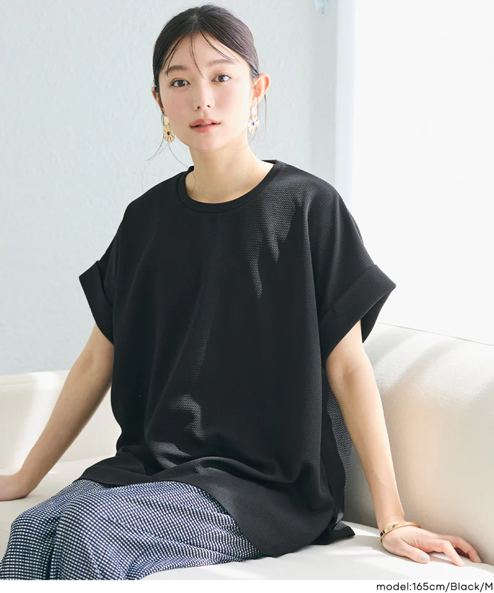 【WEB先行販売・5/6まで10％OFF】【予約5/20頃発送】ライトエンボスロールアップスリーブトップス レディース メール便不可 【田中里奈様着用】 - Image 15