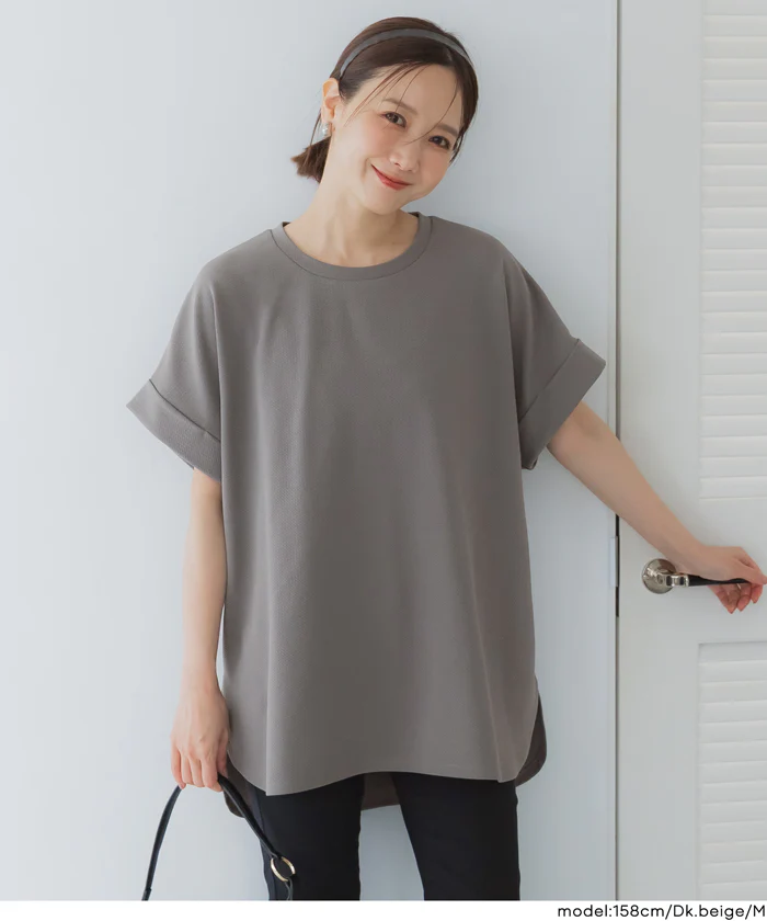 【WEB先行販売・5/6まで10％OFF】【予約5/20頃発送】ライトエンボスロールアップスリーブトップス レディース メール便不可 【田中里奈様着用】 - Image 4