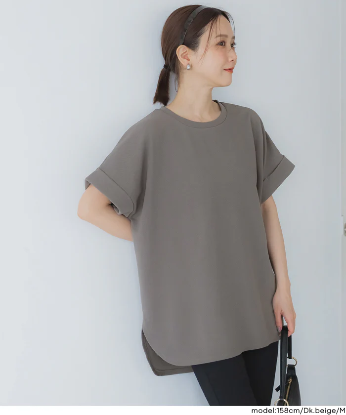 【WEB先行販売・5/6まで10％OFF】【予約5/20頃発送】ライトエンボスロールアップスリーブトップス レディース メール便不可 【田中里奈様着用】 - Image 6
