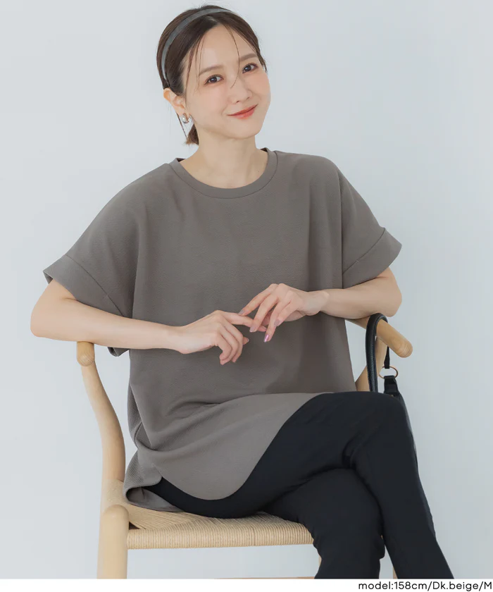 【WEB先行販売・5/6まで10％OFF】【予約5/20頃発送】ライトエンボスロールアップスリーブトップス レディース メール便不可 【田中里奈様着用】 - Image 9