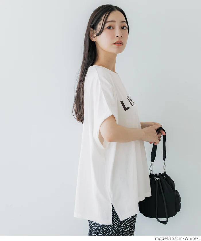WEB限定セール ★1290円→390円ロールアップスリーブロゴTシャツ レディース メール便不可 - Image 3