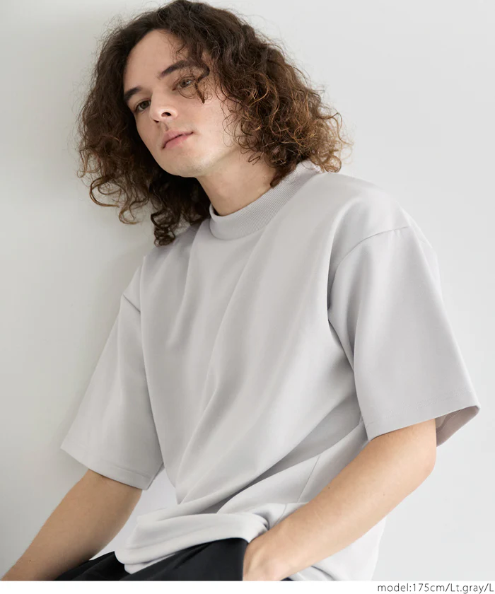 セール★1490円→990円 ソフトジャージモックネックTシャツ メンズ メール便不可 - Image 11