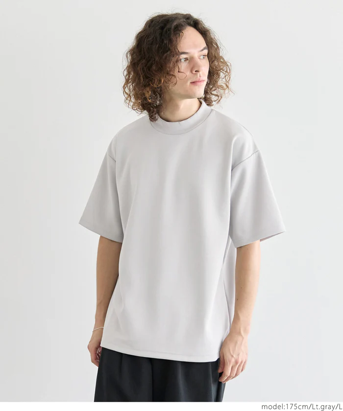 セール★1490円→990円 ソフトジャージモックネックTシャツ メンズ メール便不可 - Image 12