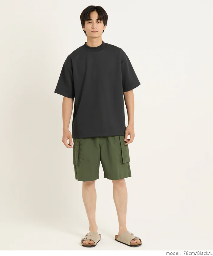セール★1490円→990円 ソフトジャージモックネックTシャツ メンズ メール便不可 - Image 5