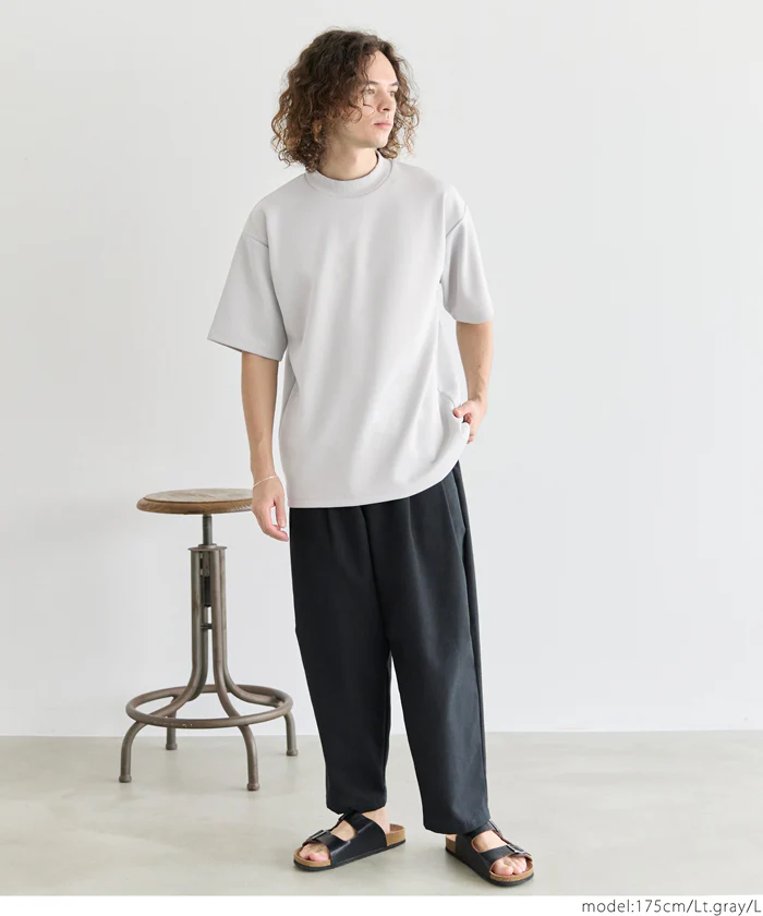 セール★1490円→990円 ソフトジャージモックネックTシャツ メンズ メール便不可 - Image 8