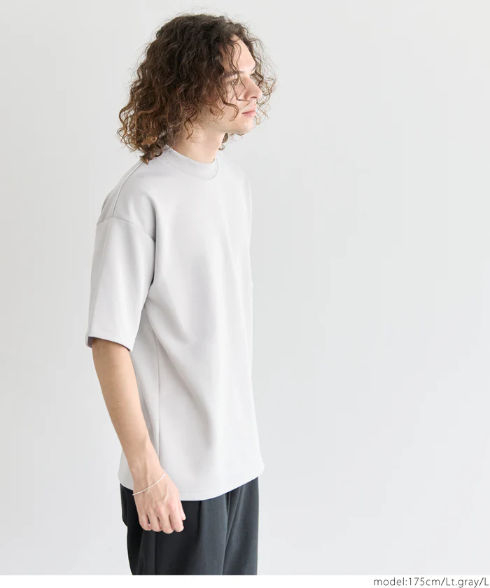 セール★1490円→990円 ソフトジャージモックネックTシャツ メンズ メール便不可 - Image 9