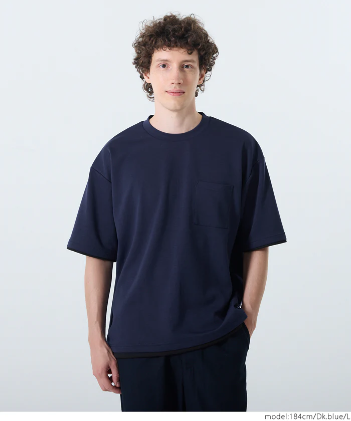 ソフトジャージレイヤード風半袖Tシャツ メンズ レディース メール便不可 - Image 10