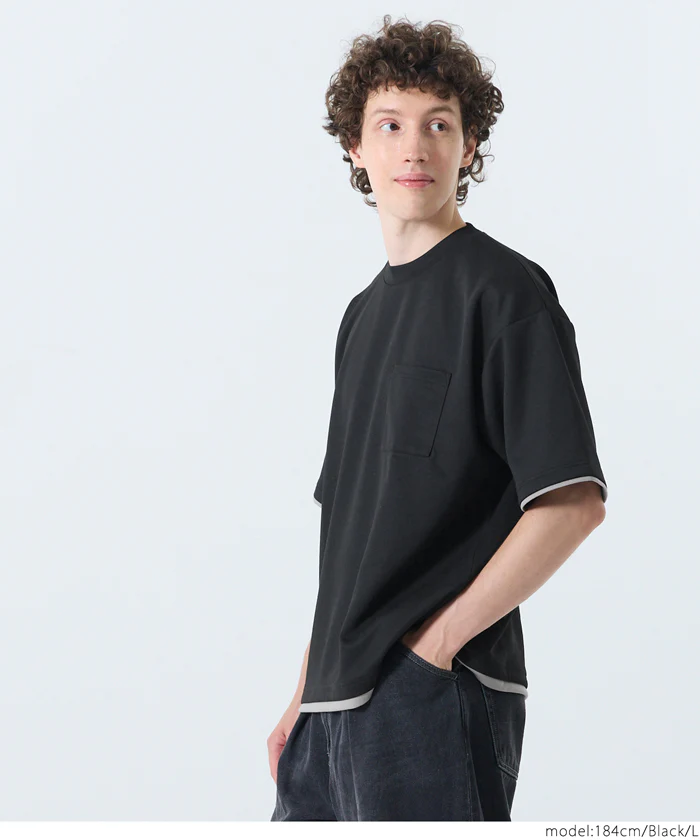 ソフトジャージレイヤード風半袖Tシャツ メンズ レディース メール便不可 - Image 12