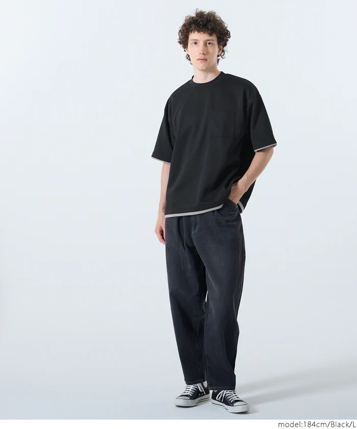ソフトジャージレイヤード風半袖Tシャツ メンズ レディース メール便不可 - Image 13