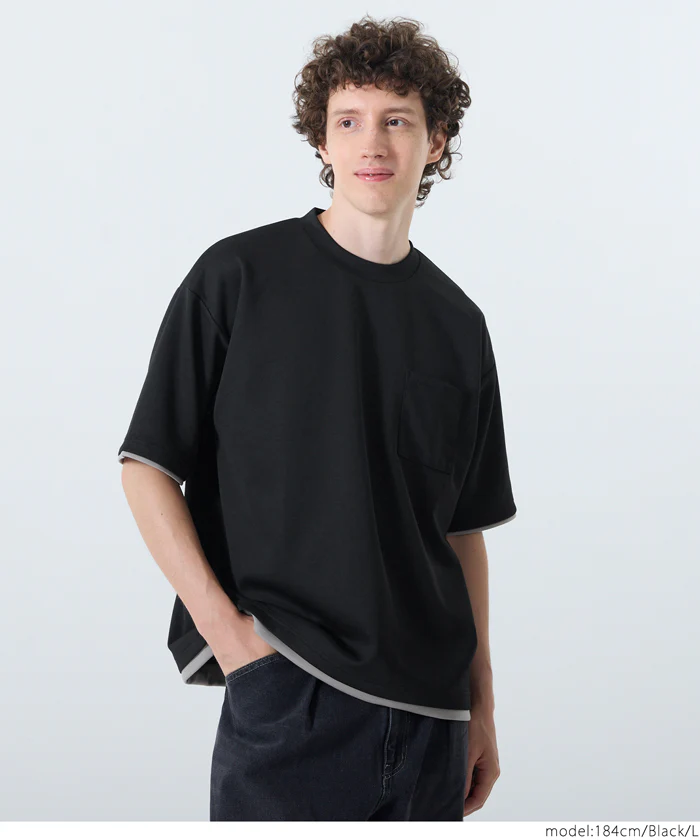 ソフトジャージレイヤード風半袖Tシャツ メンズ レディース メール便不可 - Image 14