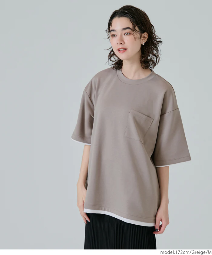 ソフトジャージレイヤード風半袖Tシャツ メンズ レディース メール便不可 - Image 3
