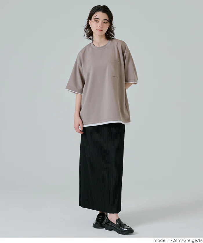 ソフトジャージレイヤード風半袖Tシャツ メンズ レディース メール便不可 - Image 4