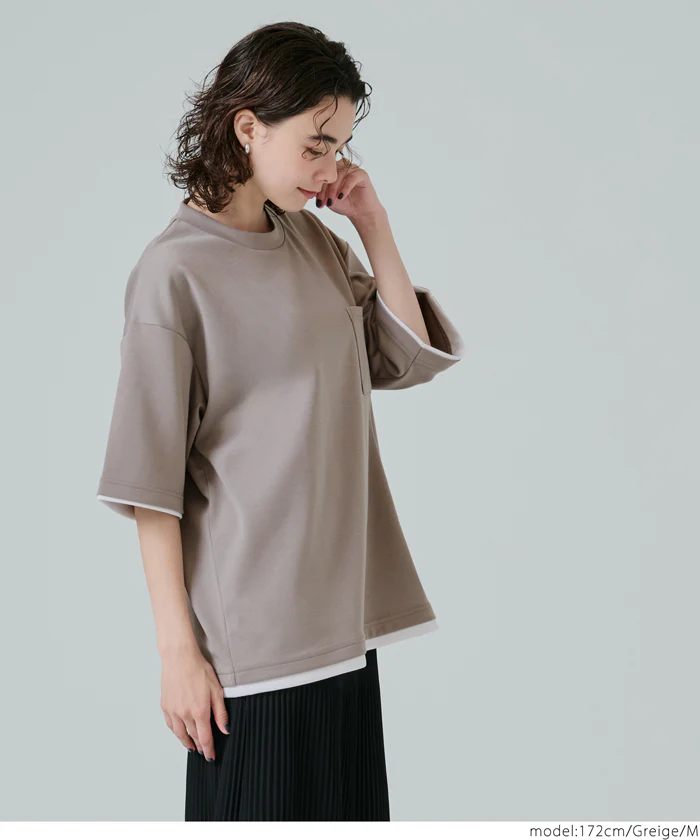 ソフトジャージレイヤード風半袖Tシャツ メンズ レディース メール便不可 - Image 5