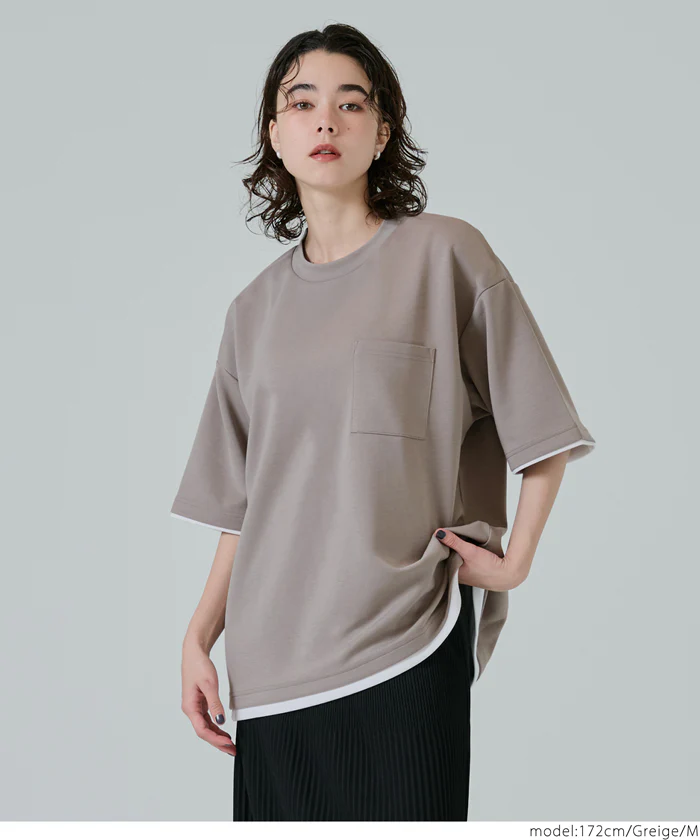 ソフトジャージレイヤード風半袖Tシャツ メンズ レディース メール便不可 - Image 6
