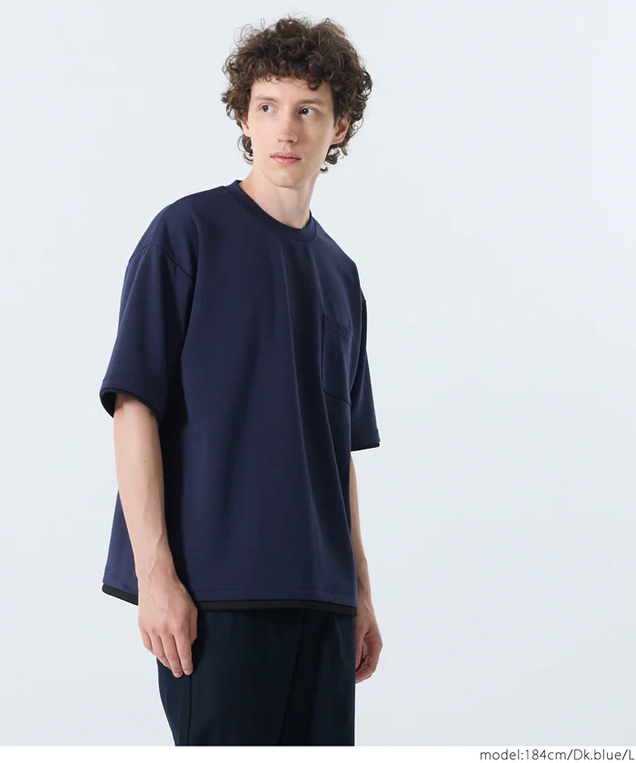 ソフトジャージレイヤード風半袖Tシャツ メンズ レディース メール便不可 - Image 8